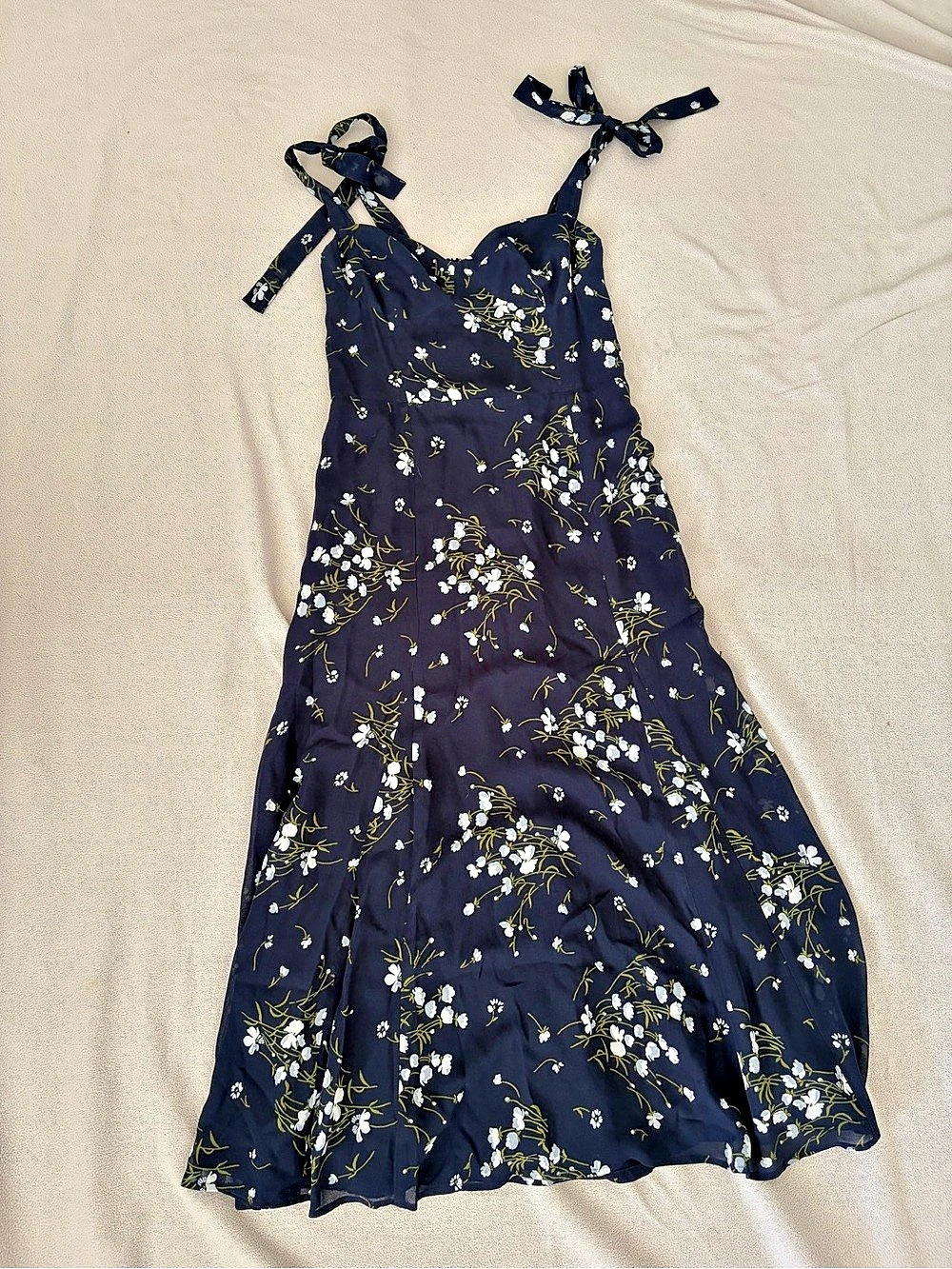 Reformation Floral Midi Dress Blue & White Size 10